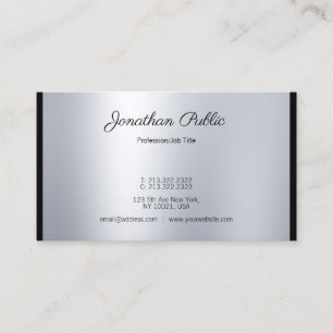 Creative Calligraphed Script Modern Silver Plain Business Card