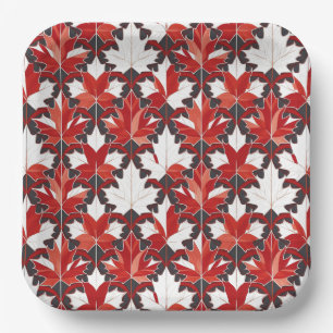 Creative Canadian Maple Leaf Pattern ID1072 Paper Plate