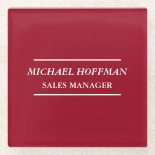 Creative Carmine Red Minimalist Classical Italic Glass Coaster