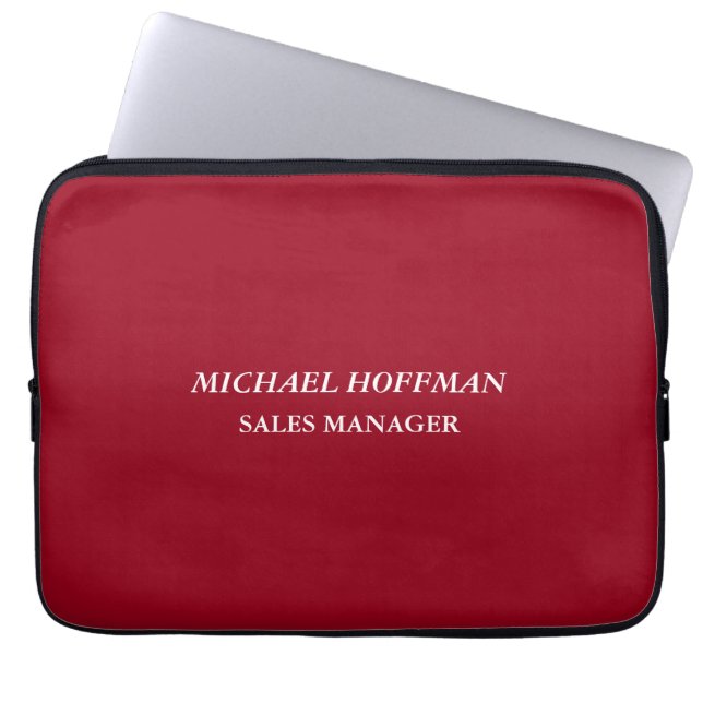 Creative Carmine Red Minimalist Classical Italic Laptop Sleeve (Front)