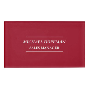 Creative Carmine Red Minimalist Classical Italic Name Tag