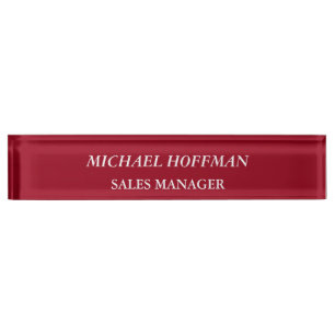 Creative Carmine Red Minimalist Classical Italic Nameplate