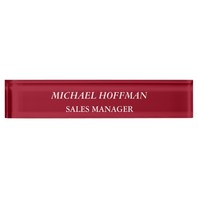 Creative Carmine Red Minimalist Classical Italic Nameplate (Front)