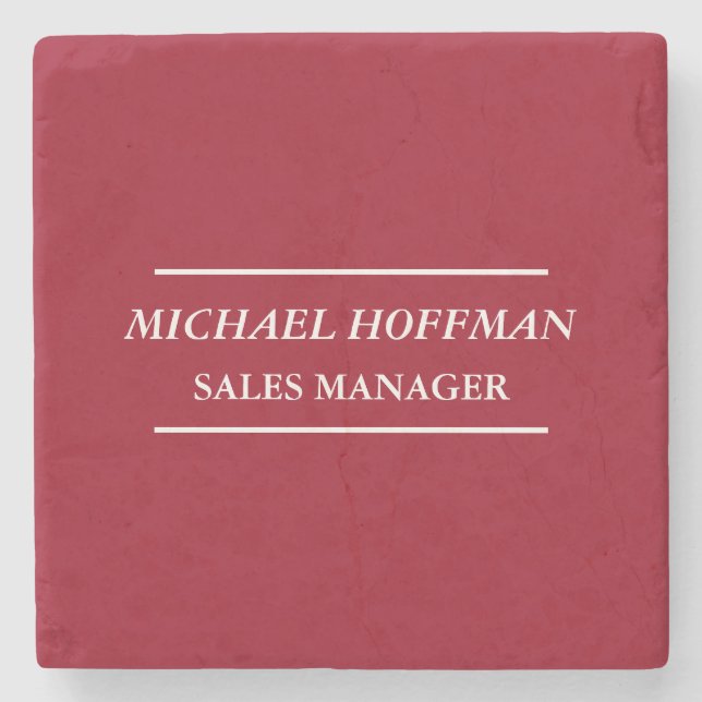 Creative Carmine Red Minimalist Classical Italic Stone Coaster (Front)