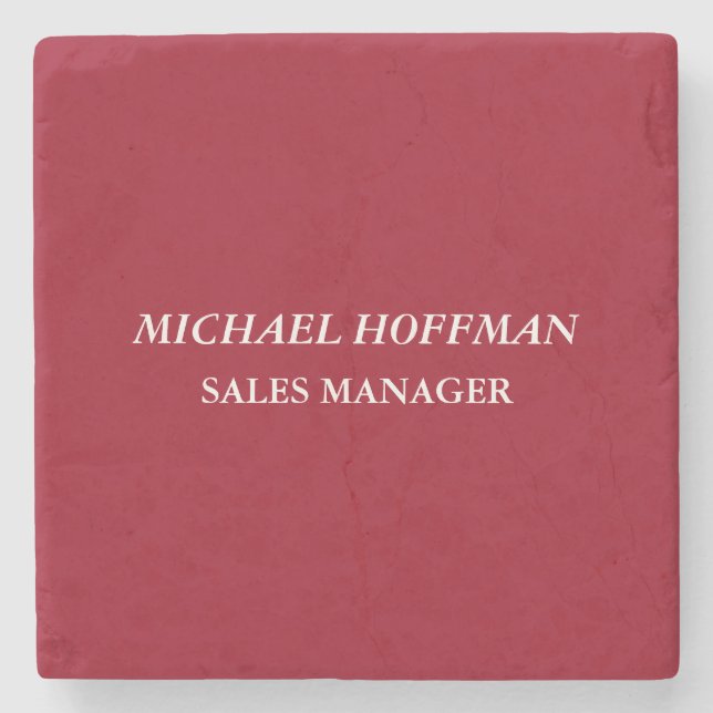 Creative Carmine Red Minimalist Classical Italic Stone Coaster (Front)