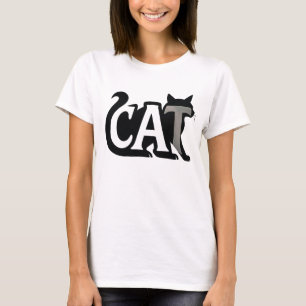Creative CAT Typography Silhouette T-Shirt
