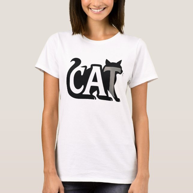 Creative CAT Typography Silhouette T-Shirt (Front)