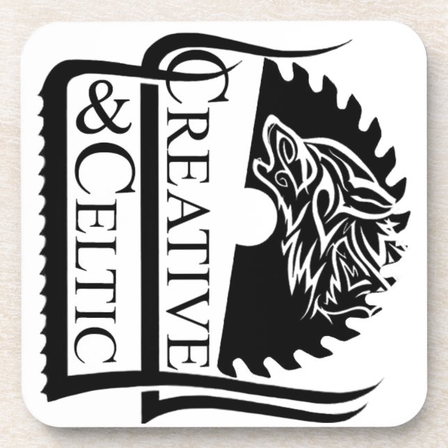 Creative & Celtic Logo Black and White Coaster (Front)