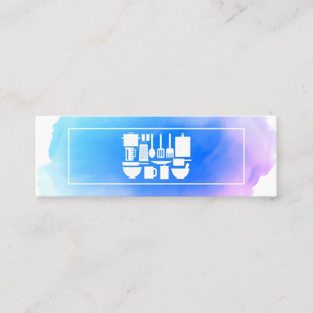 Creative Chef | Kitchen Utensils Watercolor Mini Business Card (Front)