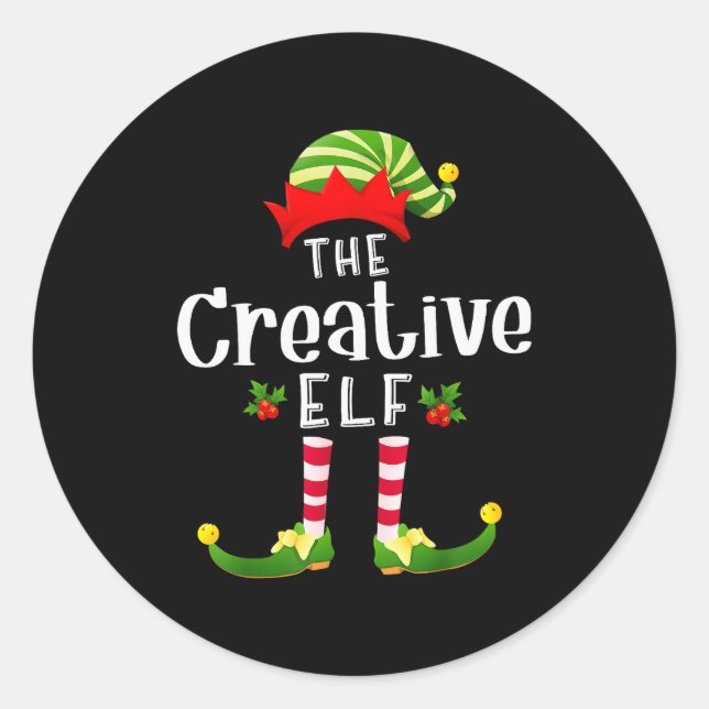 Creative Christmas Elf Matching Pajama X-mas Party Classic Round Sticker (Front)