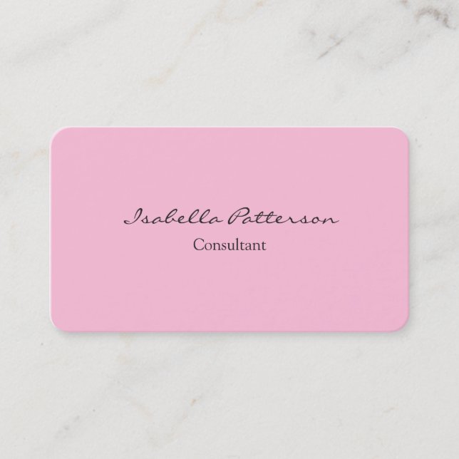 Creative Classical Simple Pink Plain Unique Business Card (Front)