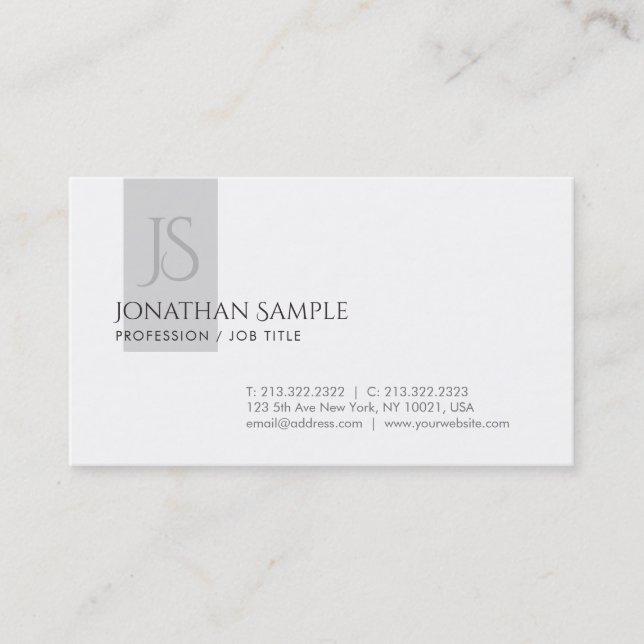 Creative Clean Design Monogram Chic Professional Business Card (Front)