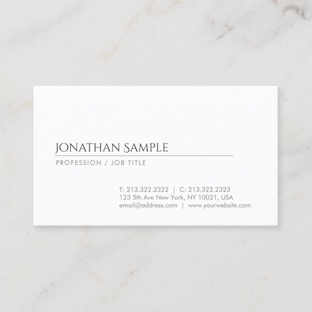 Creative Clean Design Professional Stylish Plain Business Card (Front)