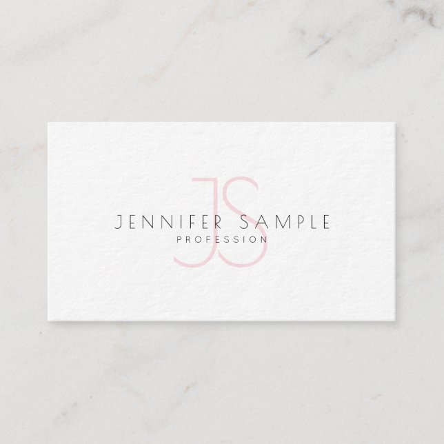 Creative Clean Plain Pink Monogram Modern Luxury Business Card (Front)