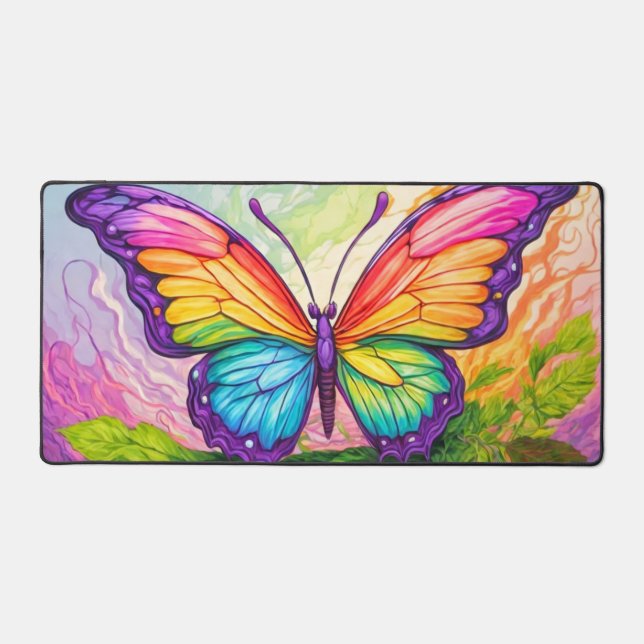 Creative Colorful Butterfly Illustration Desk Mat (Front)