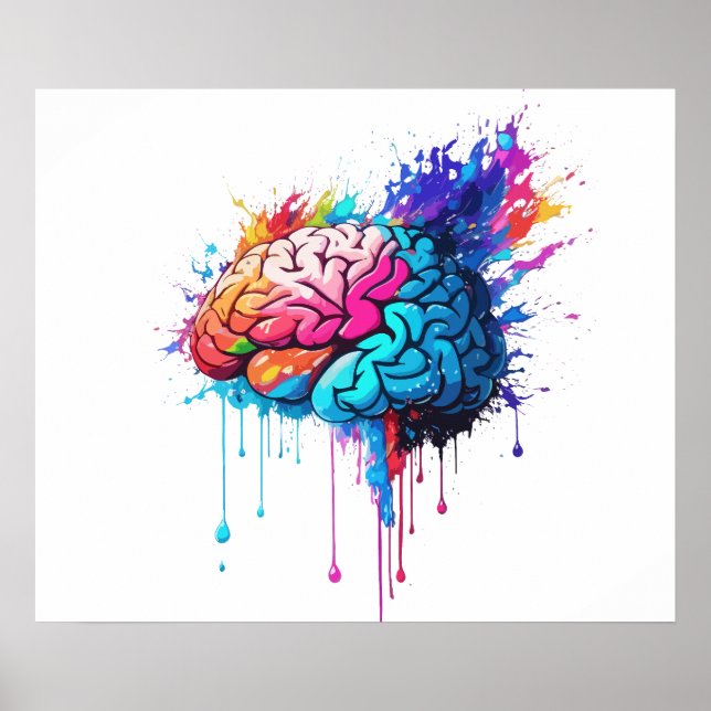 Creative Colourful Brain Splash Artwork Poster (Front)