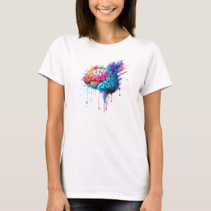 Creative Colourful Brain Splash Artwork T-Shirt
