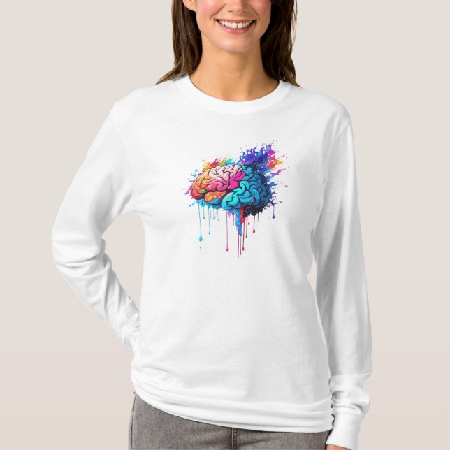 Creative Colourful Brain Splash Artwork T-Shirt (Front)