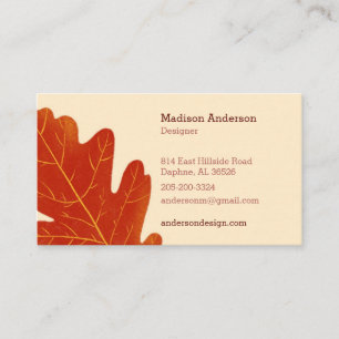 Creative Colourful Fall Oak Leaf Business Card