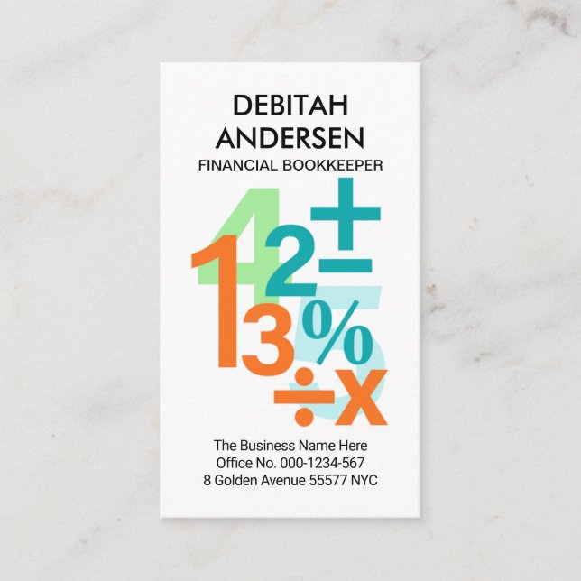 Creative Colourful Finance Numbers Business Card (Front)