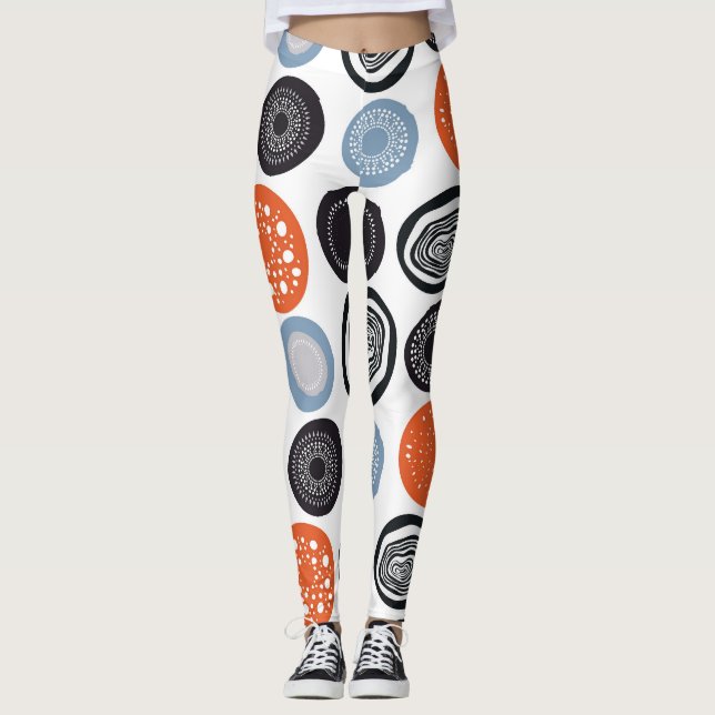Creative, colourful geometric circle pattern. leggings (Front)