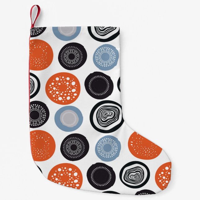 Creative, colourful geometric circle pattern. small christmas stocking (Front)