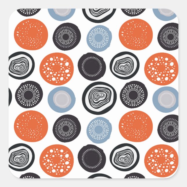 Creative, colourful geometric circle pattern. square sticker (Front)