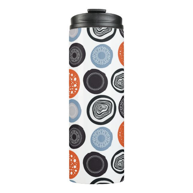 Creative, colourful geometric circle pattern. thermal tumbler (Front)