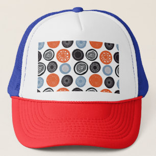 Creative, colourful geometric circle pattern. trucker hat