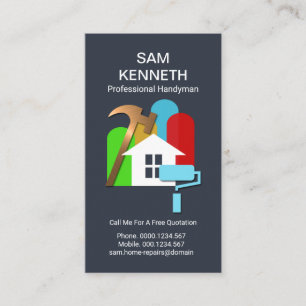 Creative Colourful Home Repairs Motif Handyman Business Card