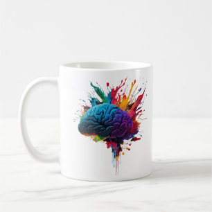 Creative Colourful Splash Brain Design Coffee Mug