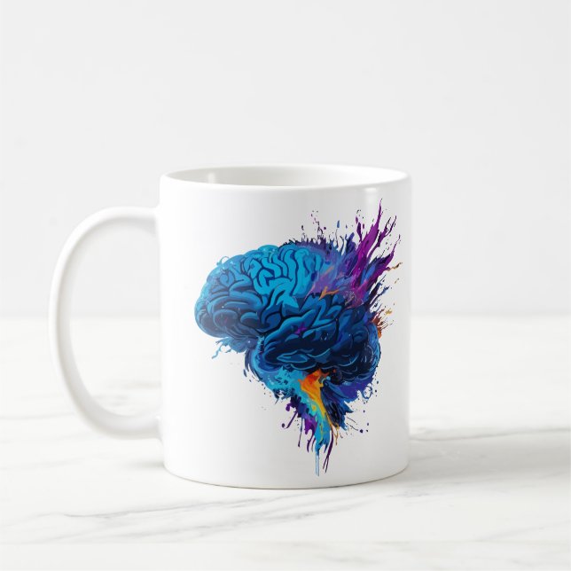 Creative Colourful Splash Brain Design Coffee Mug (Left)