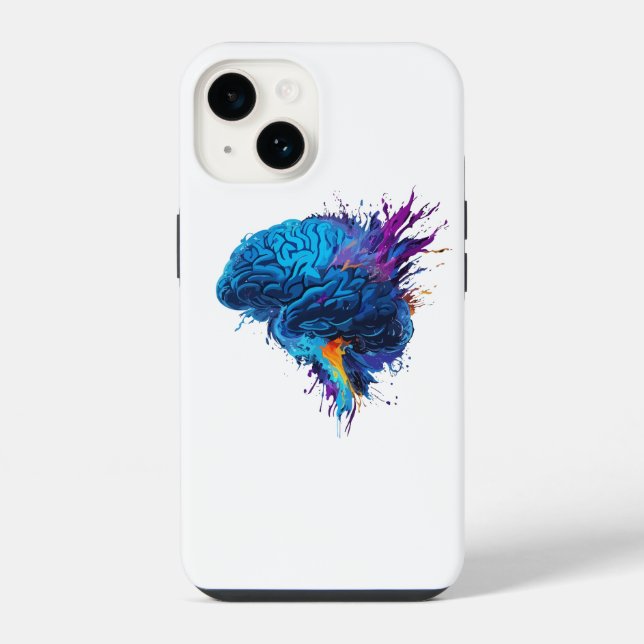 Creative Colourful Splash Brain Design iPhone Case (Back)