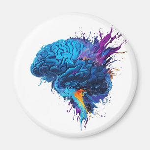 Creative Colourful Splash Brain Design Magnet