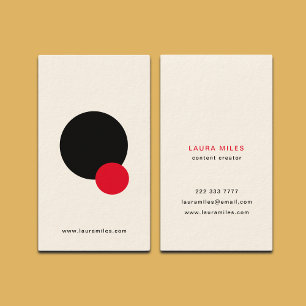 Creative Contemporary Black & Red Circle Geometric Business Card