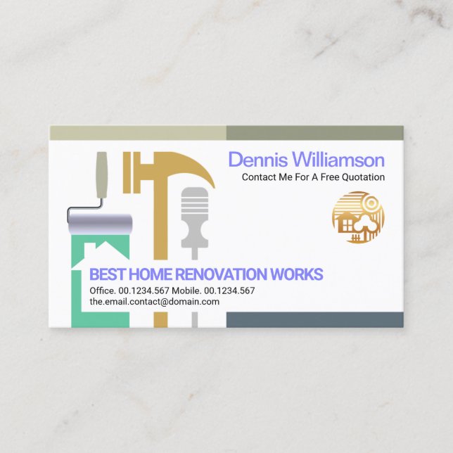 Creative Contractor Handyman Tools Construction Business Card (Front)