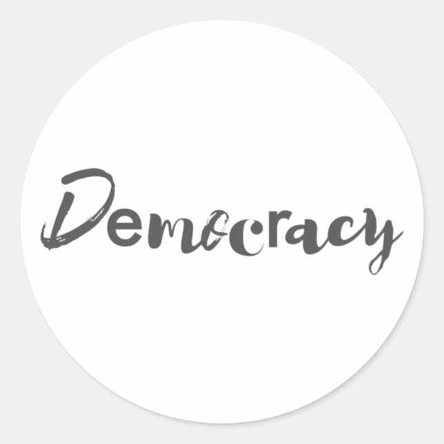 Creative, cool, modern, playful design Democracy Classic Round Sticker (Front)