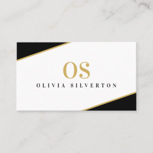 CREATIVE CORNERS classy monogram black gold white Business Card