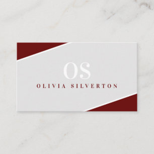 CREATIVE CORNERS classy monogram maroon grey white Business Card