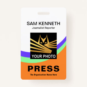 Creative Curvature Wave Press Photo ID Badge