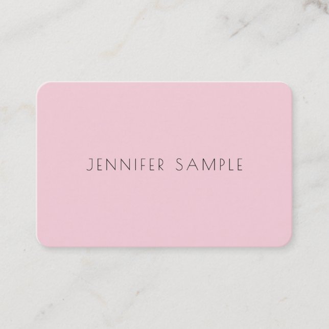 Creative Cute Design Pink Professional Plain Luxe Business Card (Front)