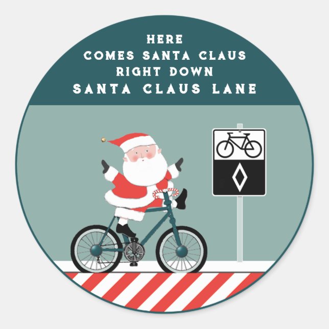 Creative Cyclist Biking Christmas Classic Round Sticker (Front)