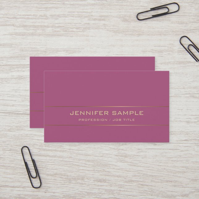 Creative Design Modern Gold Elite Plain Deluxe Business Card (Front/Back In Situ)