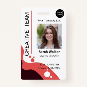 Creative designer Employee Photo Logo Name Orange ID Badge
