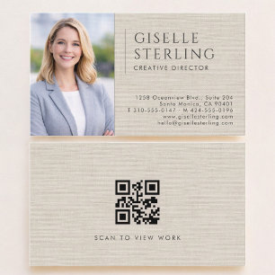 Creative Director Linen Photo QR Code Business Card