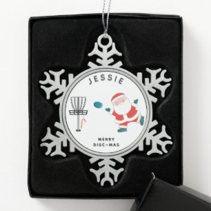 Creative Disc Golf Snowflake Pewter Christmas Ornament