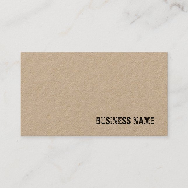 Creative Distressed Text Real Kraft Paper Template Business Card (Front)