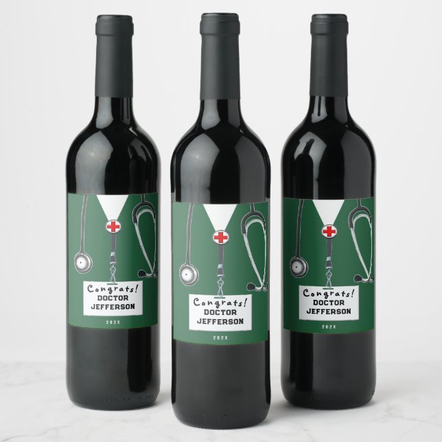 Creative Doctor Grad Party Wine Label (Bottles)