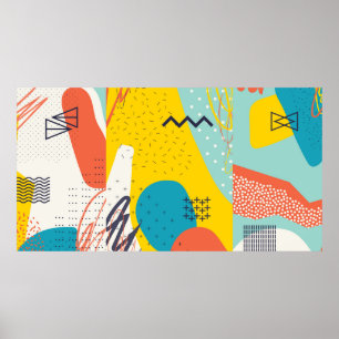 Creative doodle art header with different shapes a poster
