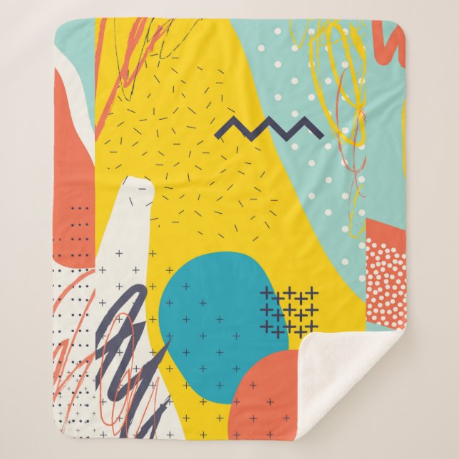 Creative doodle art header with different shapes a sherpa blanket (Front)